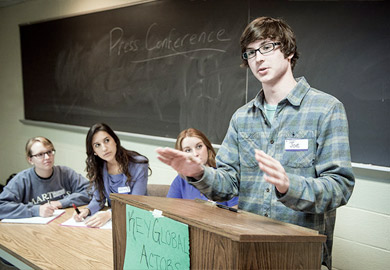 Student presenting to a class