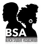 Black Student Association (BSA) logo featuring a solid black profile of a man and a woman back to back