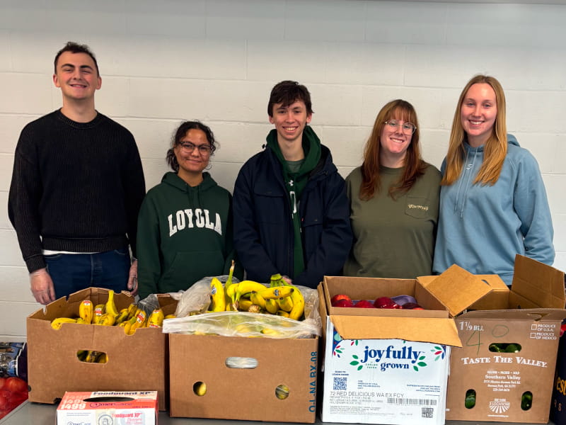 Students volunteering at a food drive