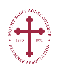 Mount St. Agnes College Alumnae Association official logo featuring a red cross