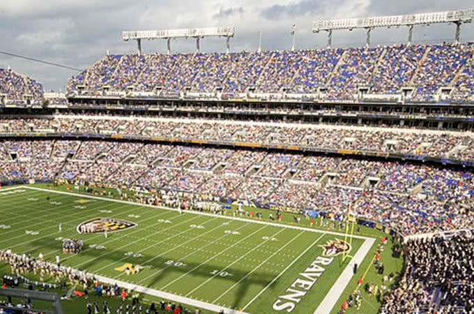 Ravens stadium as seen from the stands