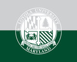 The Loyola seal on a grey and green background