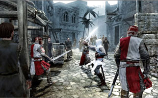 Medieval battle scene depicted in a video game