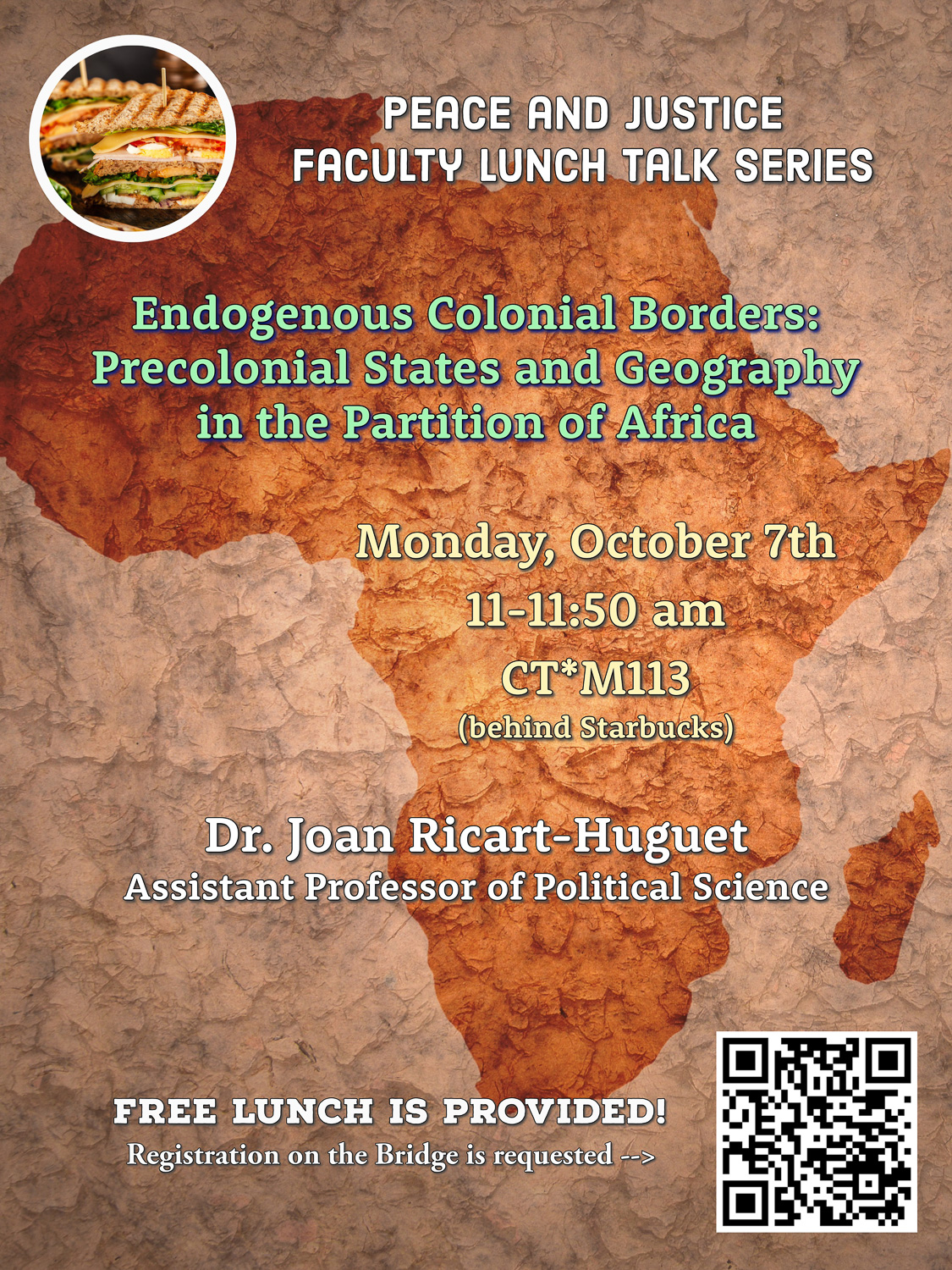 Joan Ricart-Huguet's faculty lunch talk poster