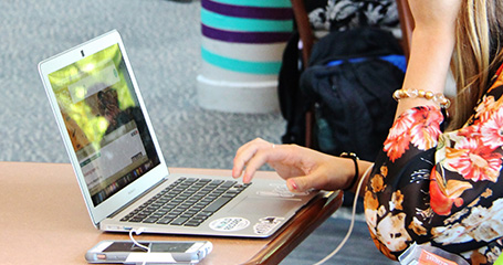 Student using a computer
