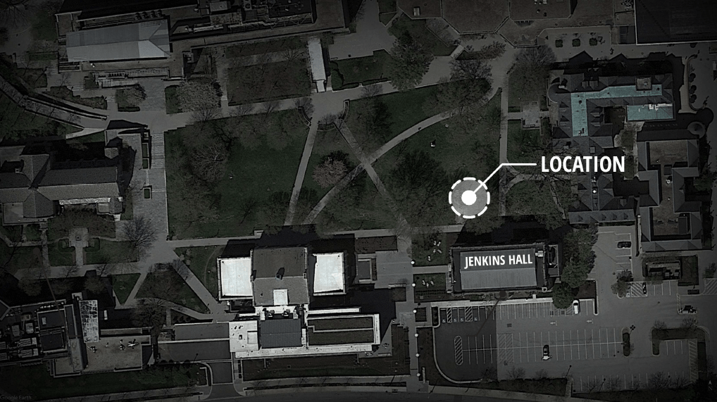 Location of Veterans Plaza on the Quad