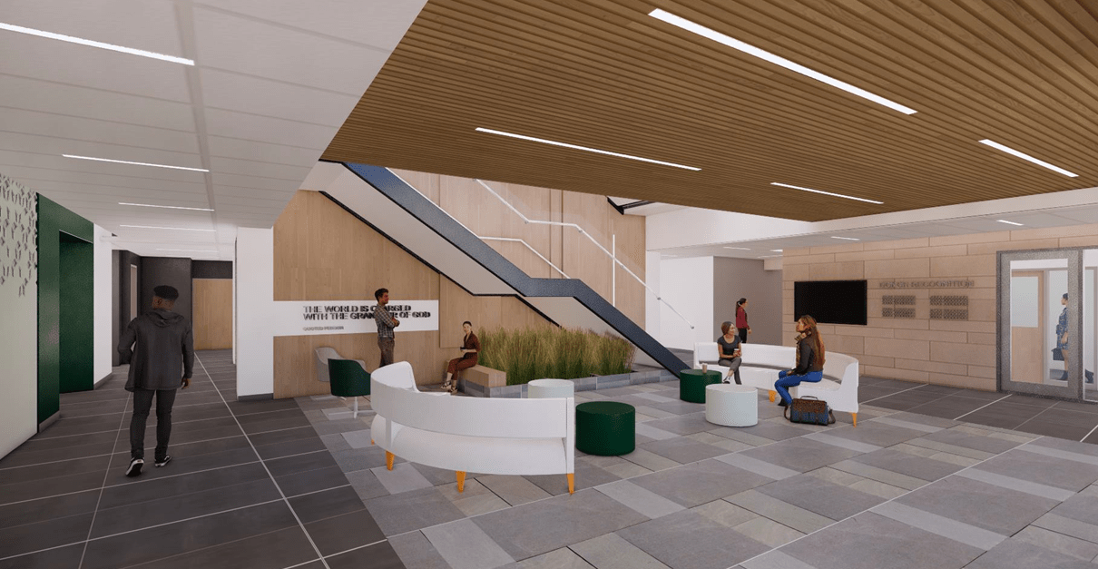 Rendering of the new lobby in Donnelly Science Center