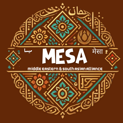 Middle Eastern South Asian Student Alliance (MESA) logo featuring silhouettes of notable middle eastern landmarks and symbols