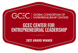 Red badge for GCEC Global Consortium of Entrepreneurship Centers 2021 Award Winner