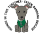 White background with a graphic of greyhound dog wearing green bandana and text around the dog that says, "Hounds in this together: Green Banadana Brigade"