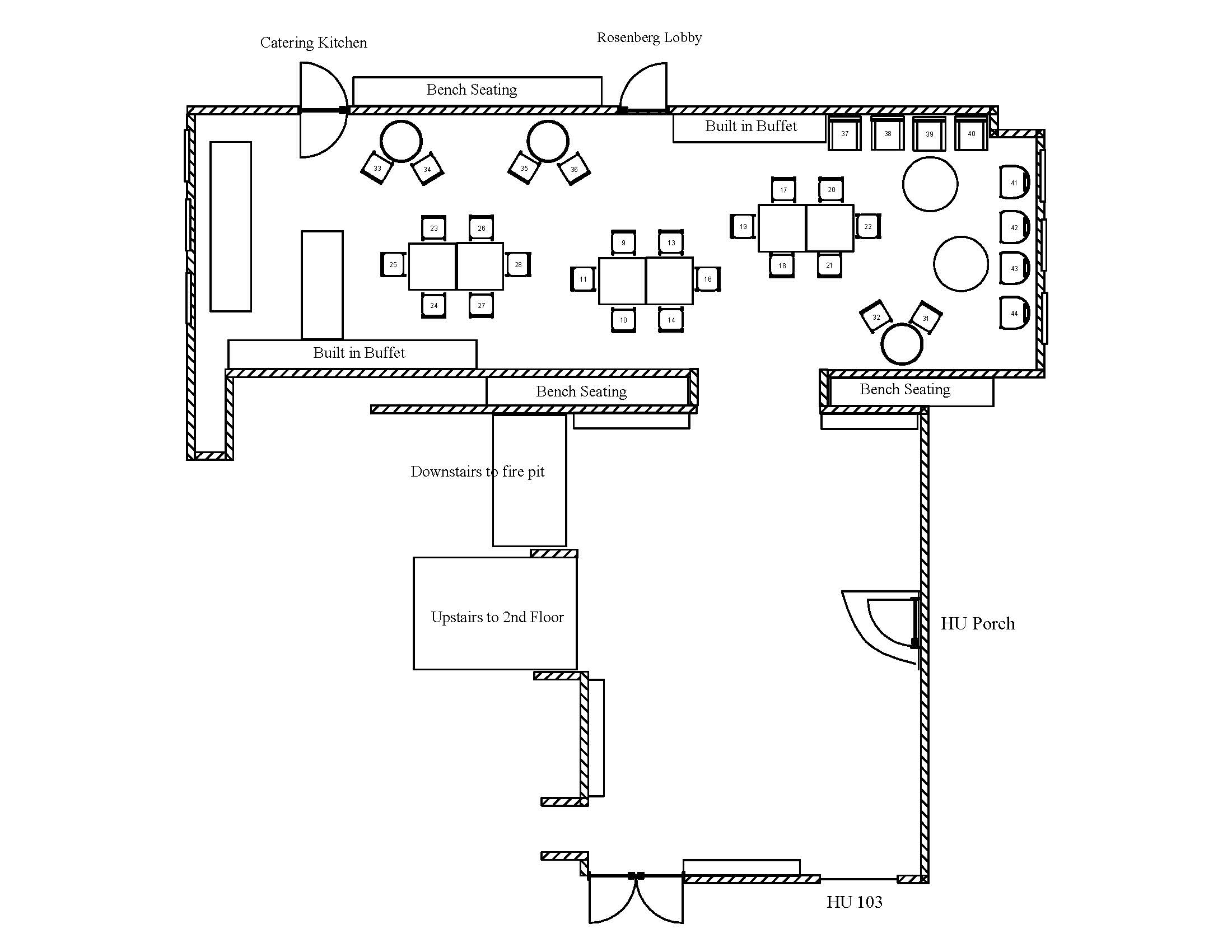 Floorplan for Refectory in the Humanitities Building.