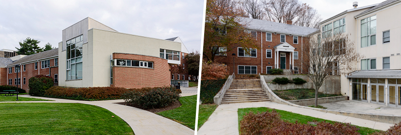 Exterior shots of some of Loyola's residence hall buildings