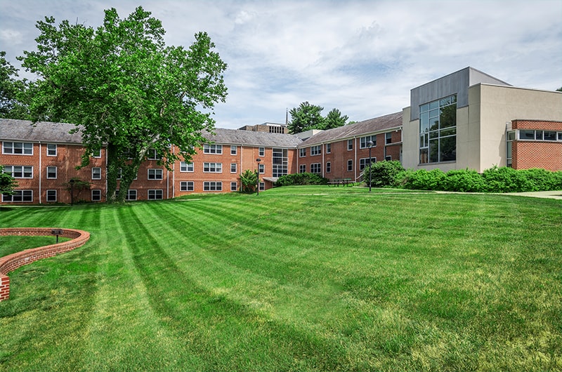 Hopkins Court residence hall on Loyola's Evergreen campus