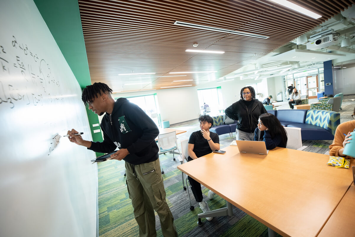 Students of color gather and study in the Center for Intercultural Engagement