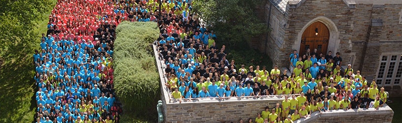 View of the Chapel with Messina students from the Class of 2020 standing on the steps