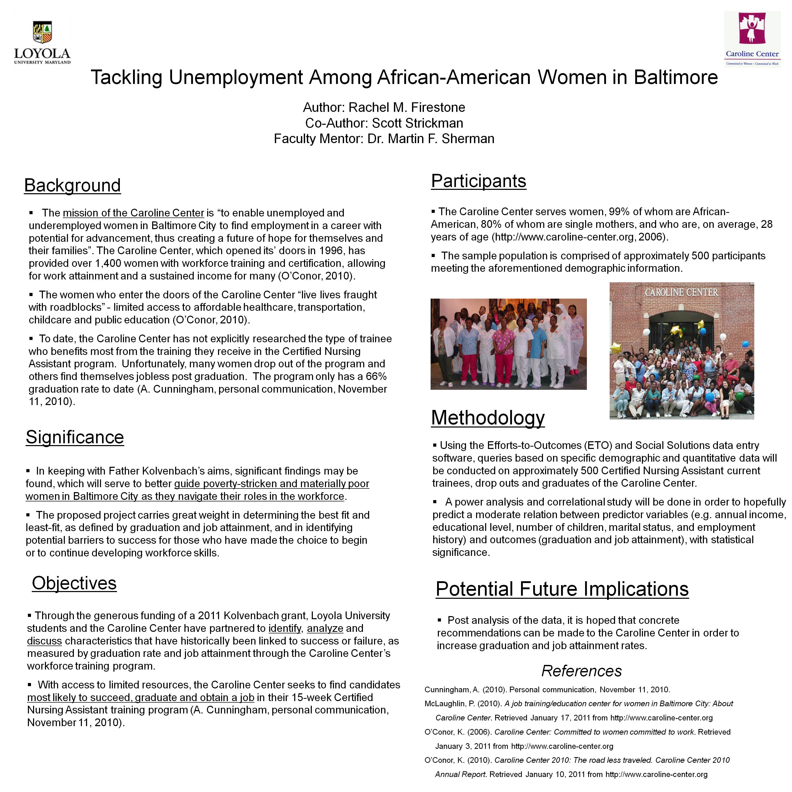 Poster image: Tackling Unemployment Among African-American Women in Baltimore