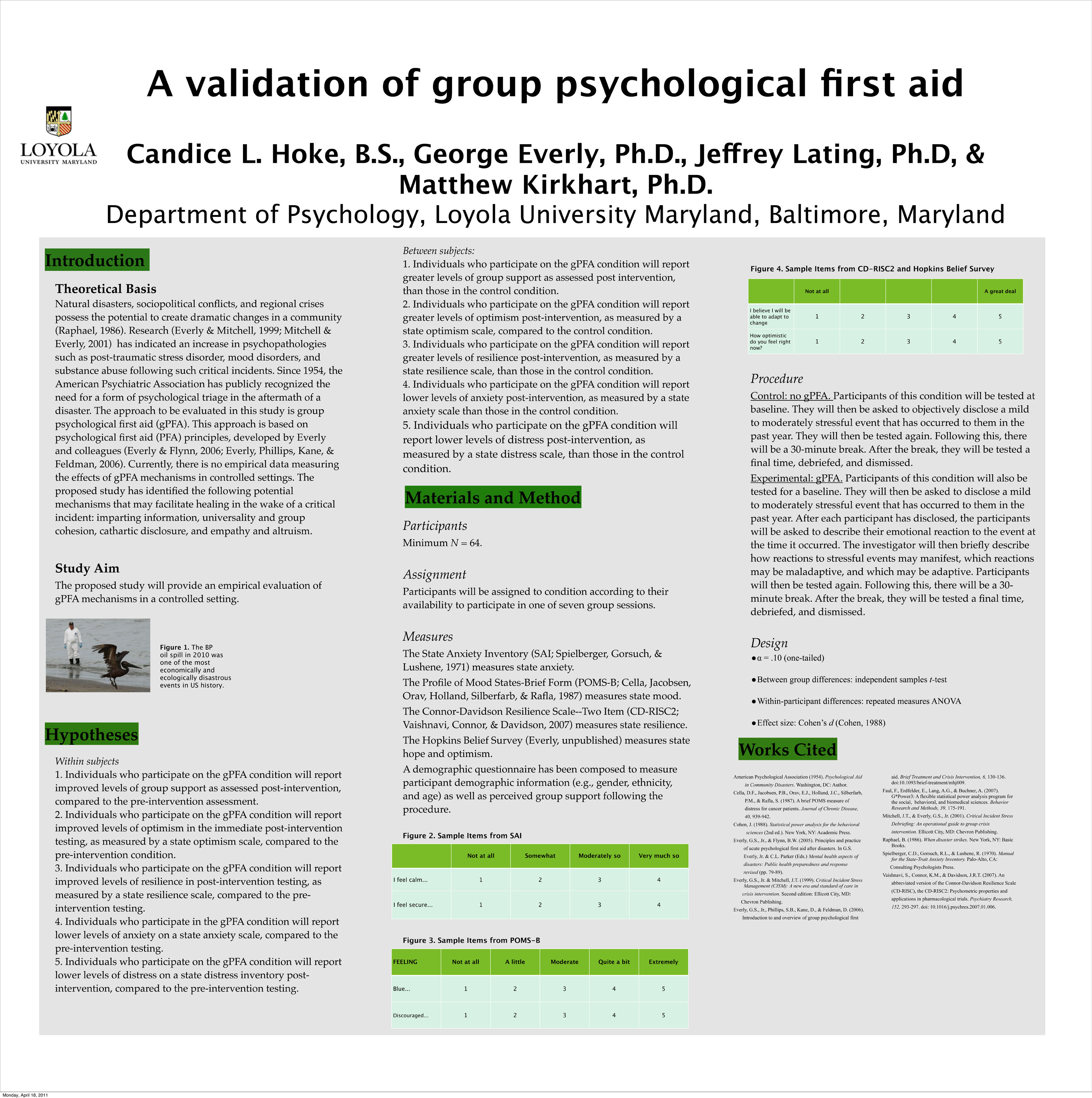 Poster image:   A Validation of Group Psychological First Aid