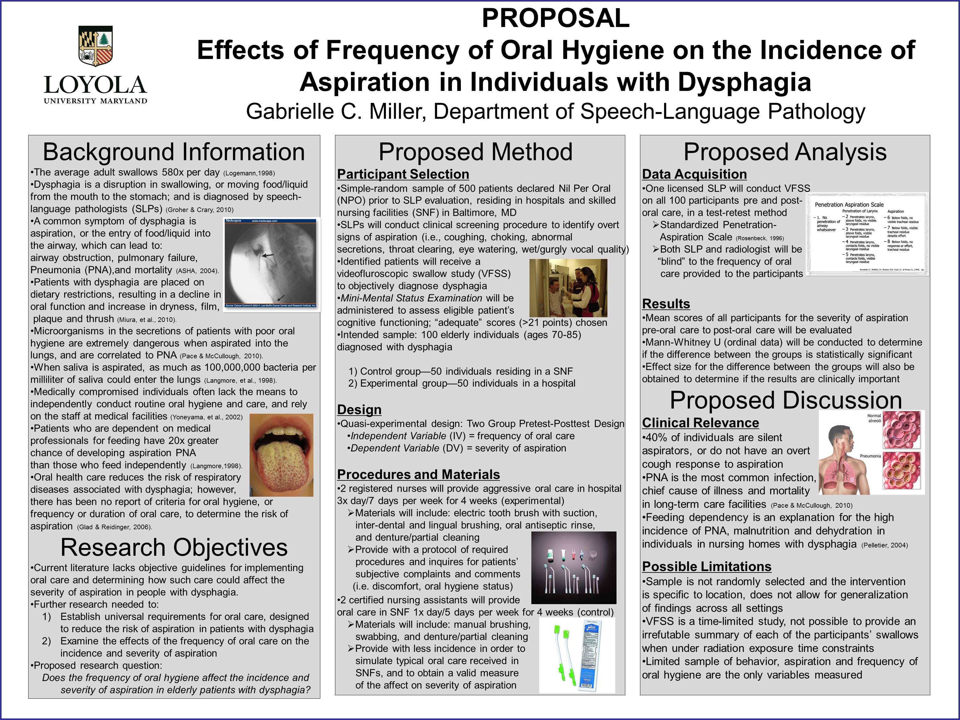 Enlarged poster image: Effects of Frequency of Oral Hygiene on the Incidence of Aspiration in Individuals with Dysphagia