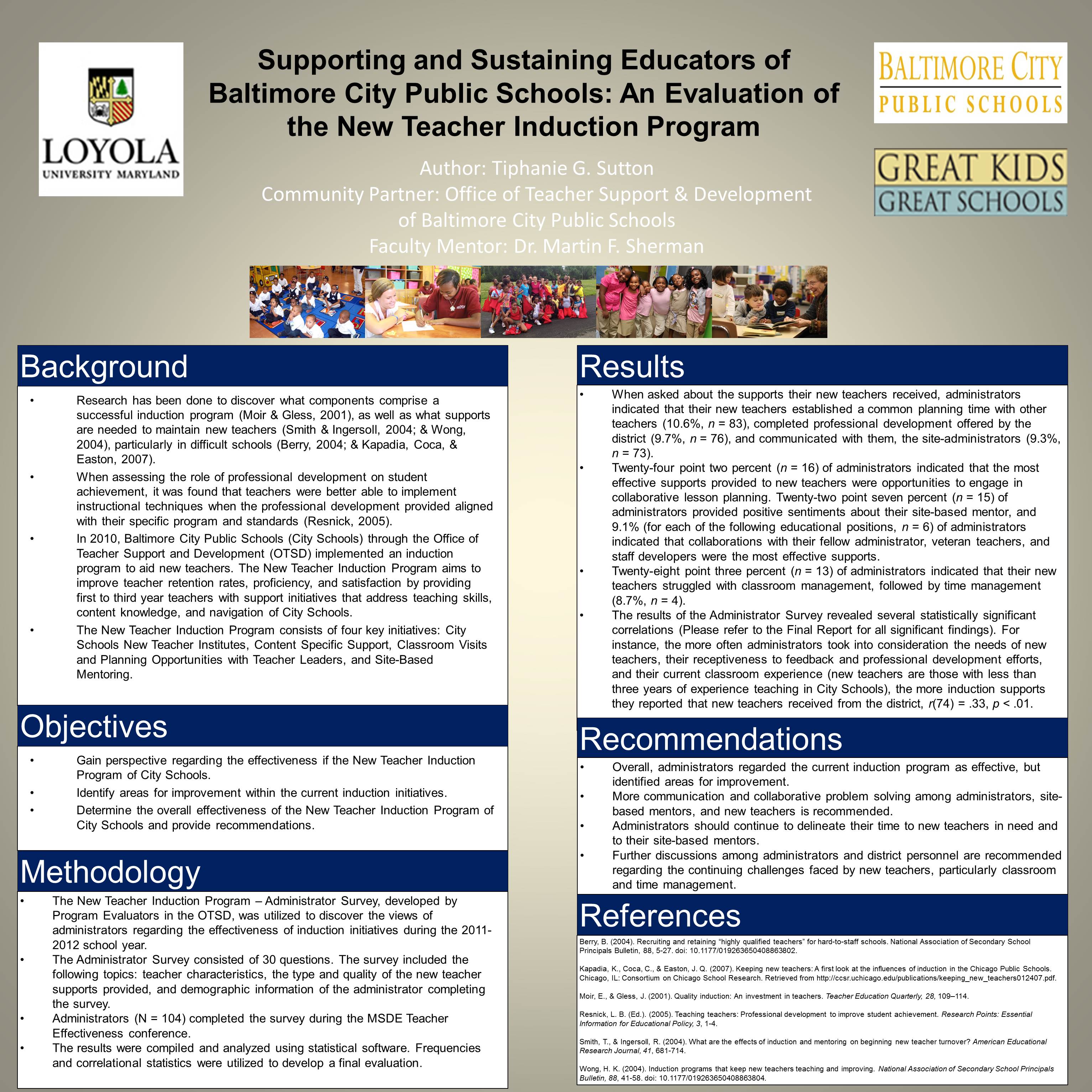 Enlarged poster image: Supporting and Sustaining Educators in Baltimore City Public Schools: An Evaluation of the New Teacher Induction Program