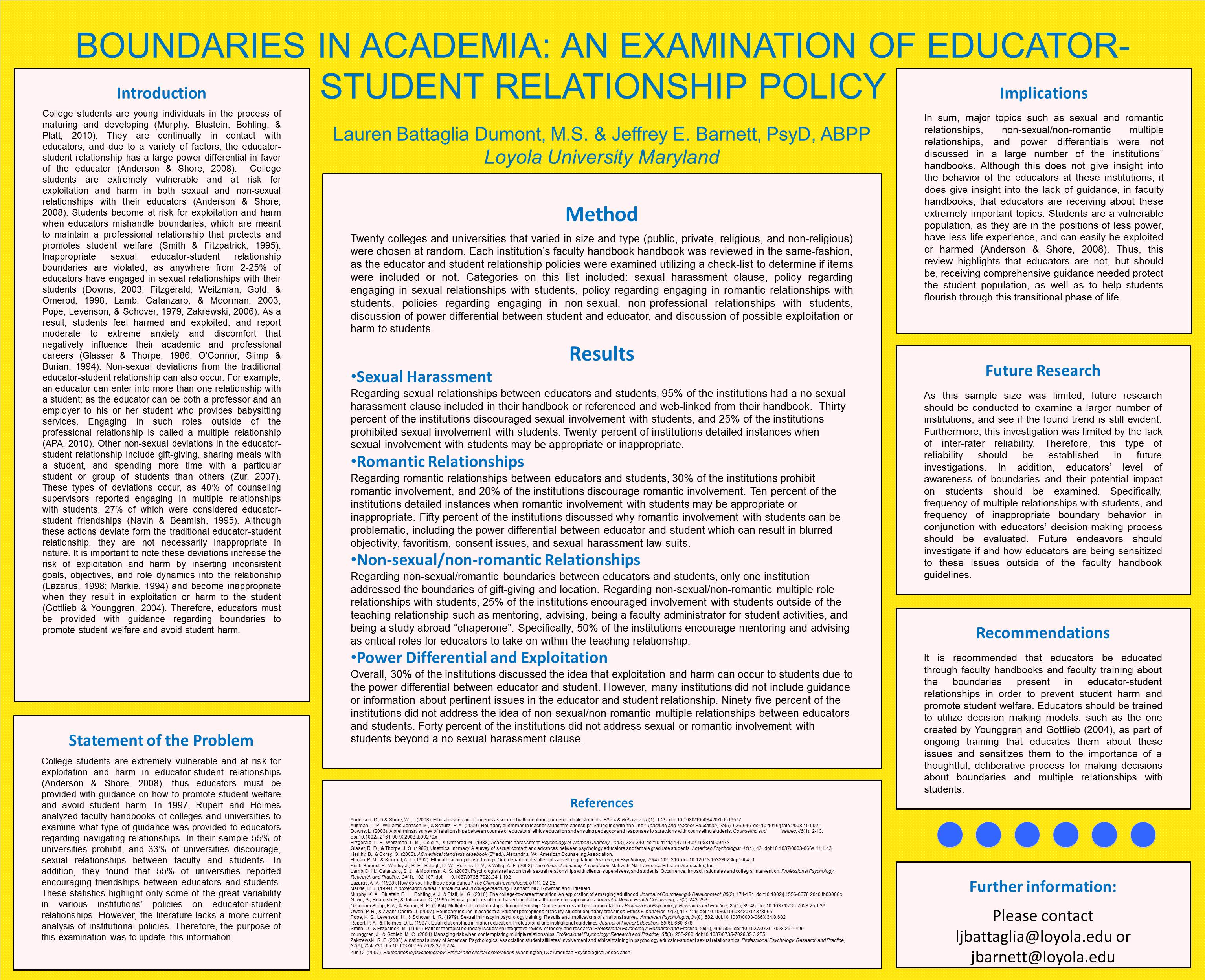 poster image: 'Boundaries in Academia: An Examination of Educator-Student Relationship Policy'