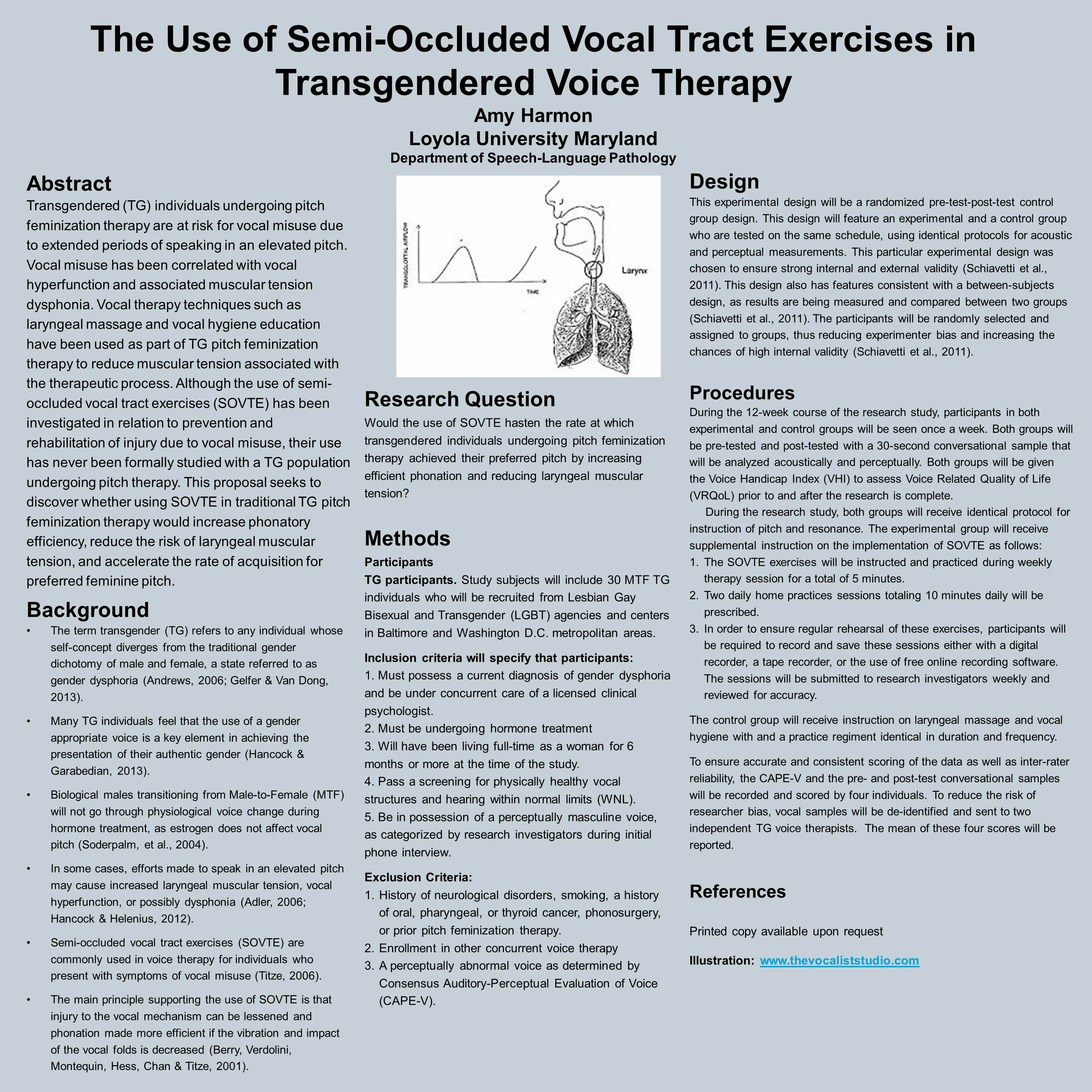poster image: The Use of Semi-Occluded Vocal Tract Exercises in Transgendered Voice Therapy'