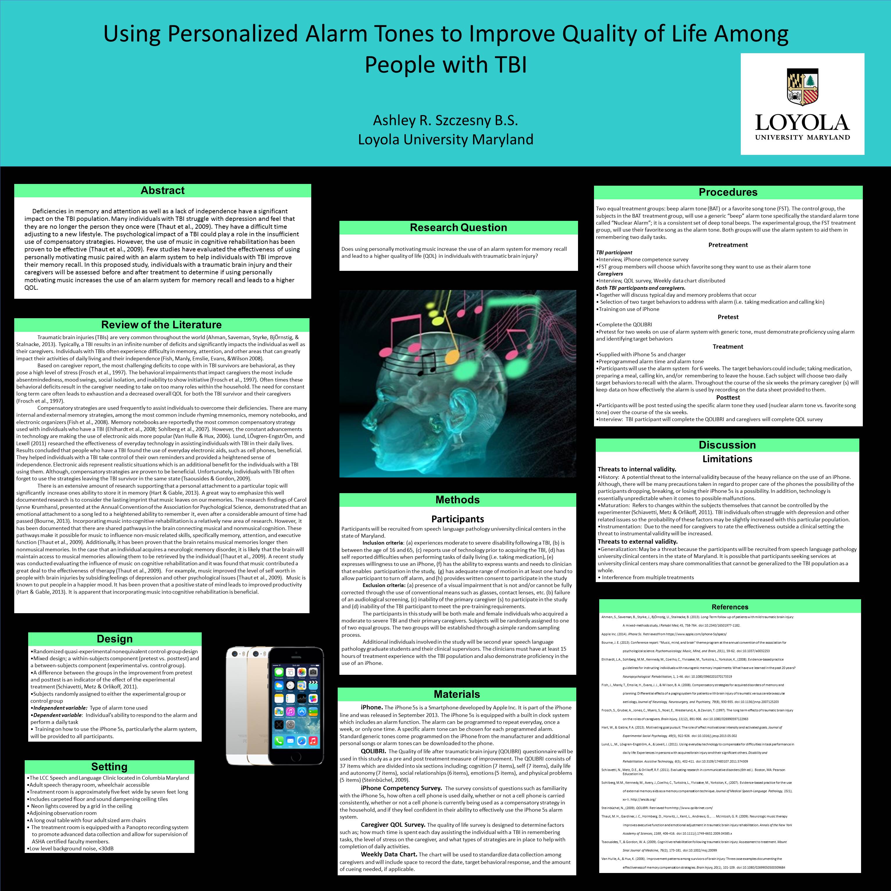 poster image: 'Using Personalized Alarm Tones to Improve Quality of Life among People with TBI'