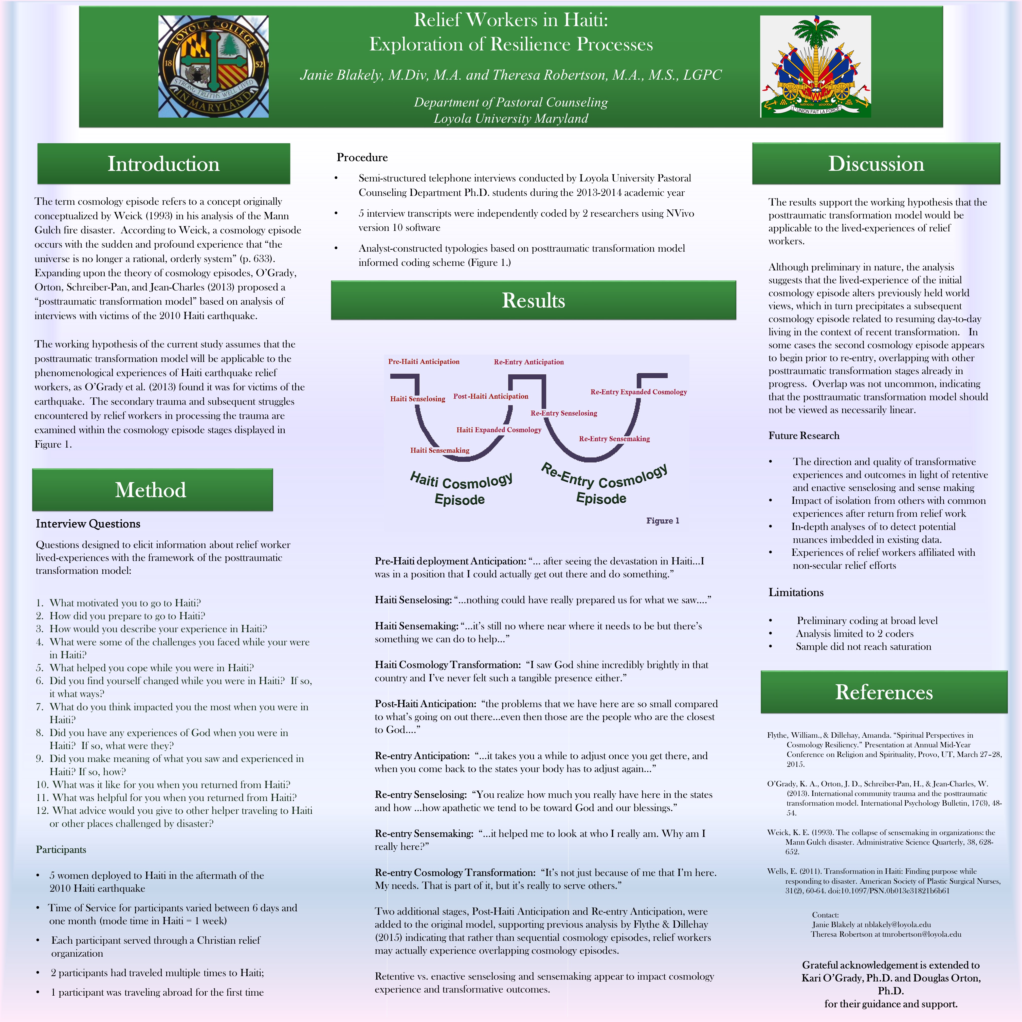 poster image: Relief Workers in Haiti: Exploration of Resilience Processes