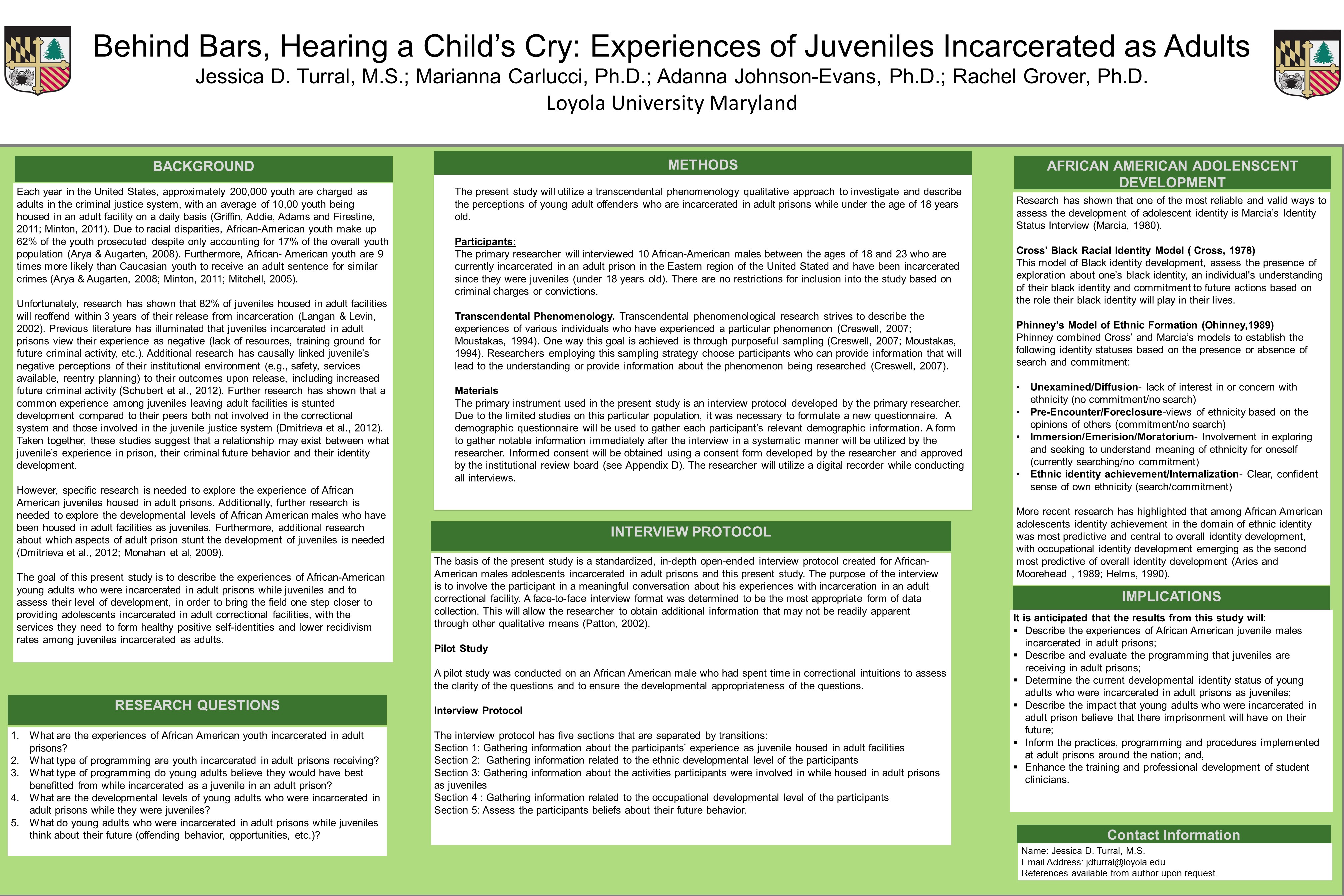 poster image: Behind Bars, Hearing a Child’s Cry: Experiences of Juveniles Incarcerated as Adults