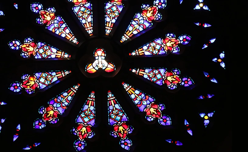 Stained glass in the Alumni Memorial Chapel