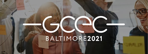 Photo of a group of people collaborating with the text 'GCEC Baltimore 2021' overlaid