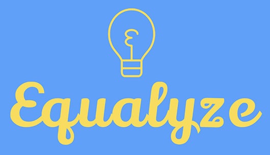 Logo lockup for Equalyze consisting of a lightbulb illustration and the word 'Equalyze'