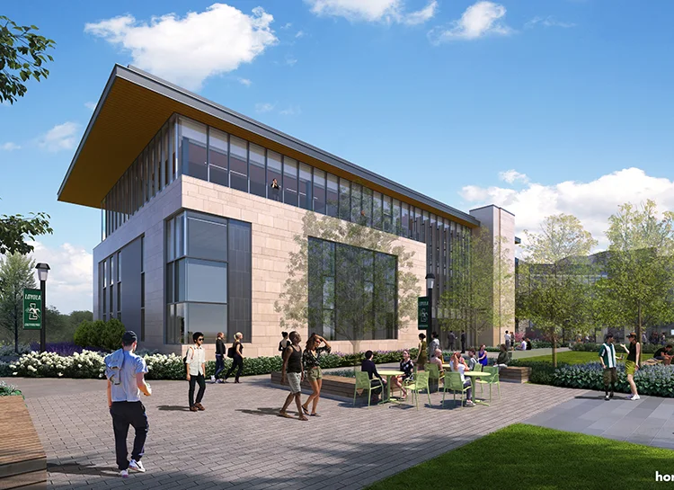 Exterior rendering of new Donnelly Science Center