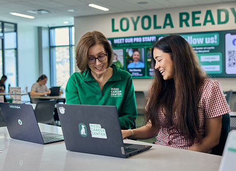 Loyola student at the Career Center