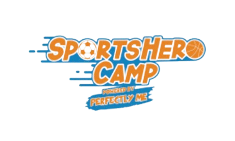 Orange and blue logo for SportsHero Camp by Perfectly Me