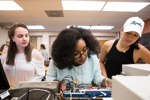 students working in lab