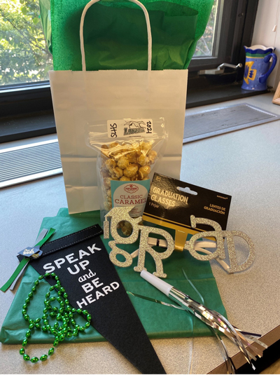 A Loyola themed goodie bag