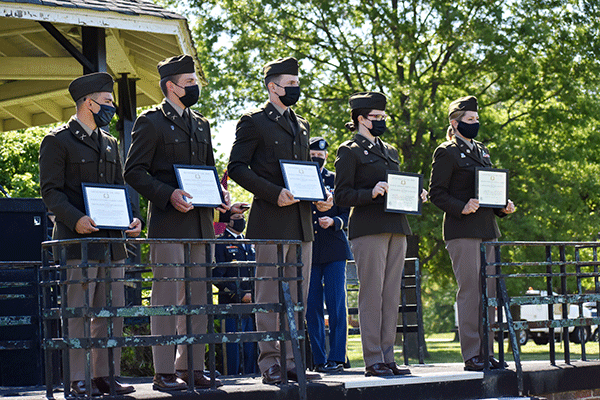 Posed photo of ROTC graduates.