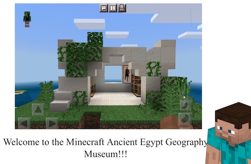Minecraft screenshot titled Welcome to the Minecraft Ancient Egypt Geography Museum.