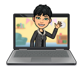 memoji image of Marie Heath emerging from a laptop and waving